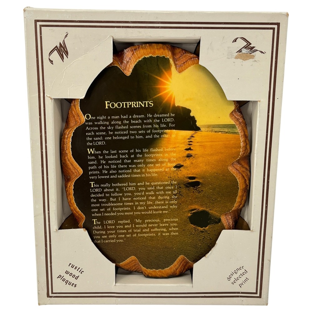 Wintermute Industries Footprints in the Sand Rustic Wood Plaque Wall Decor